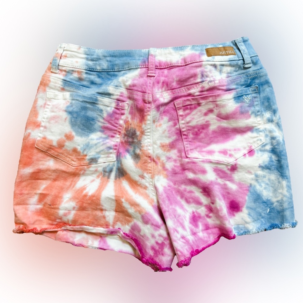 Tie Dye Denim Shorts - JUSTICE - Girls Size 18 Plus EUC Preppy - Picture 2 of 3